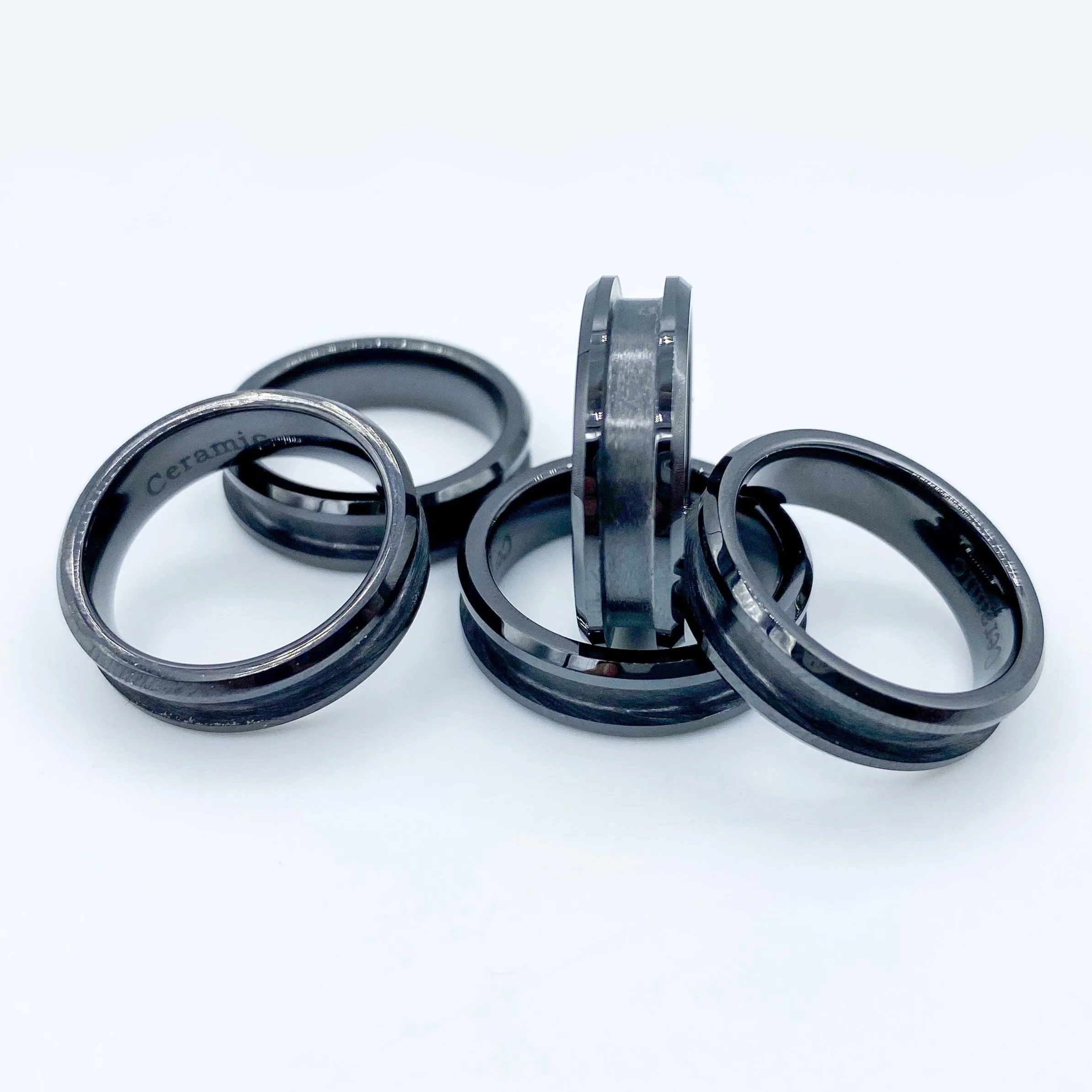 10 Pack - Black Ceramic Ring Blank