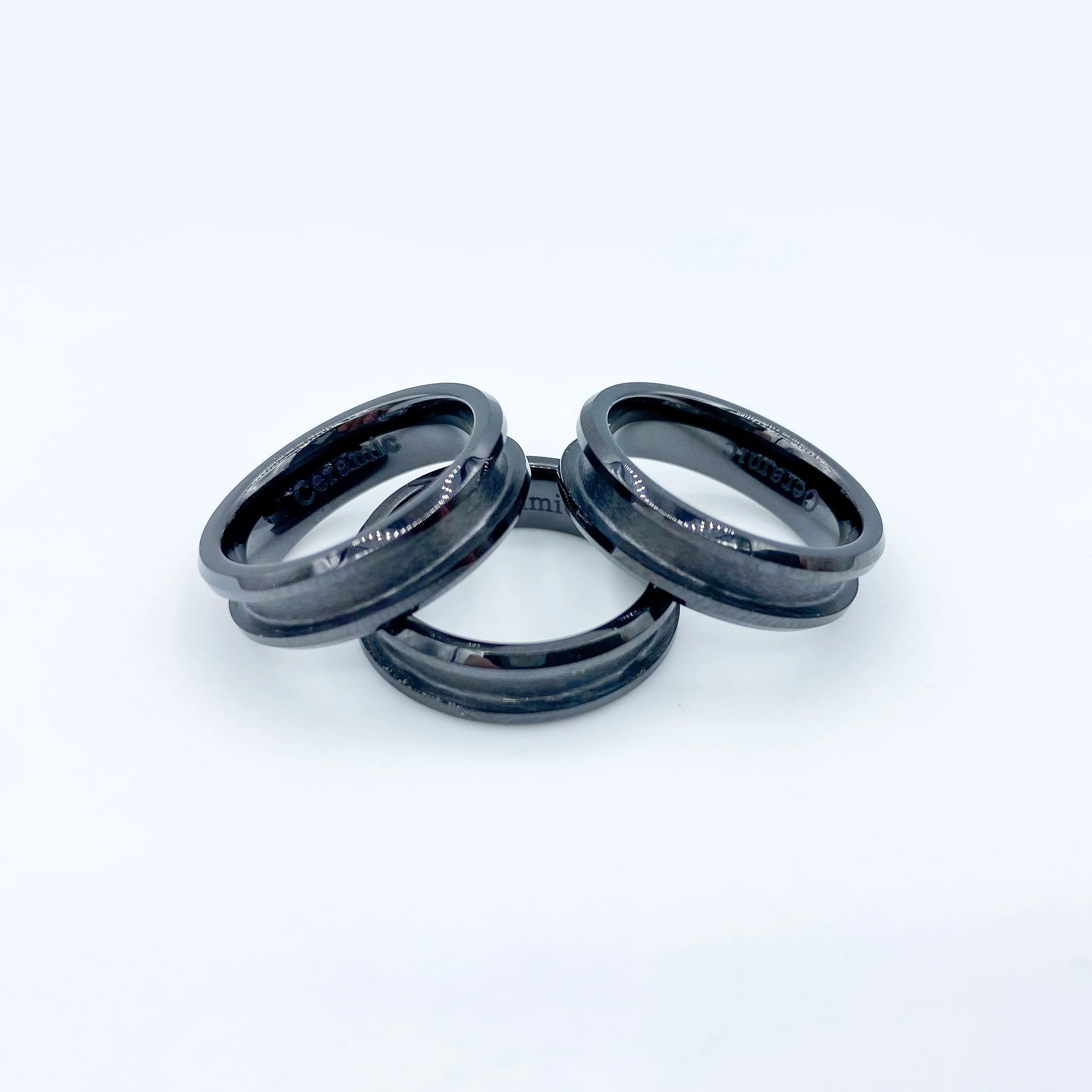 10 Pack - Black Ceramic Ring Blank