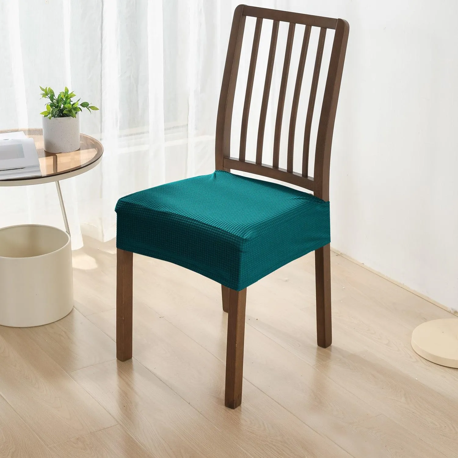 100% Waterproof Jacquard Dining Chair Seat Cushion Cover, Teal