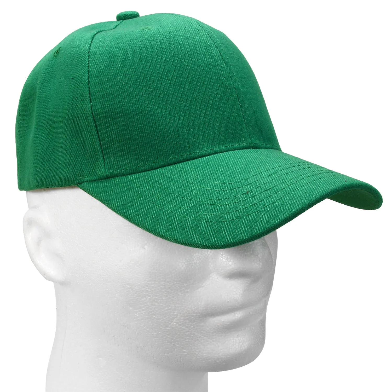 12-Pack Baseball Dad Cap Velcro Strap Adjustable Size - Kelly Green