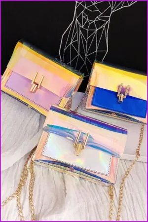 3 Colors Hologram Jelly Lady Cross Body Bag F079