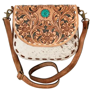 American Darling® Hair On Floral Embossed Leather Purse ADBGA211D