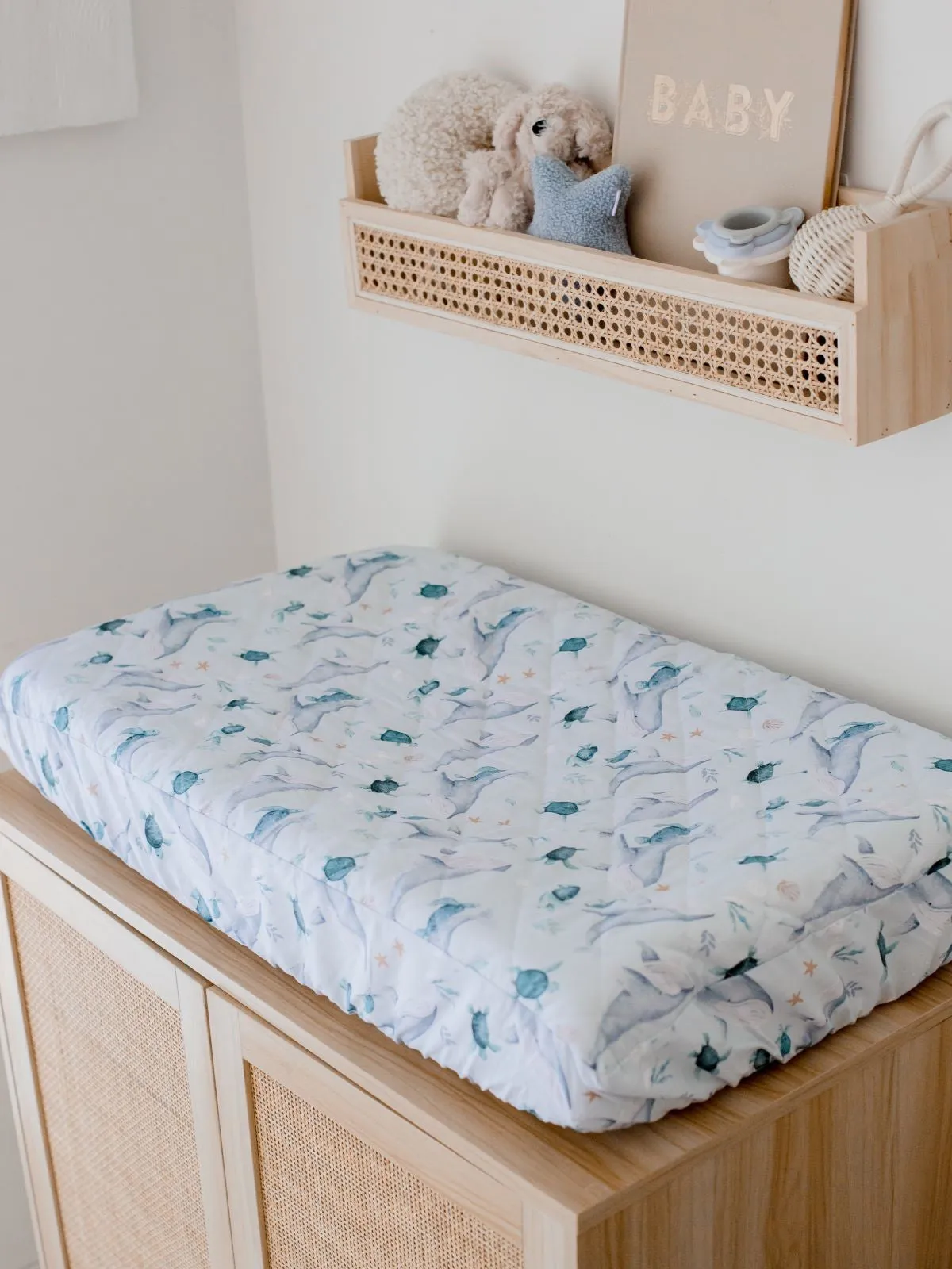 Bambella Designs Waterproof Bassinet Sheet/Change Mat Cover | Turtle Bay