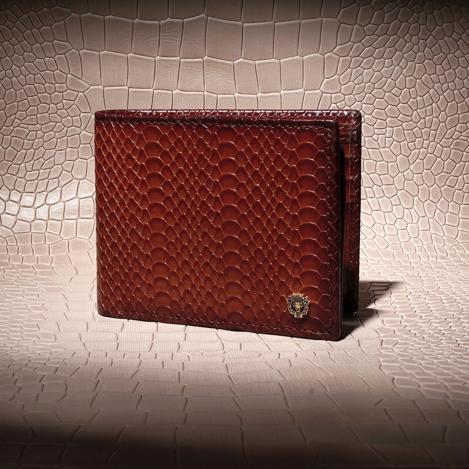 Bi-Fold Snake Skin Textured Tan Wallet