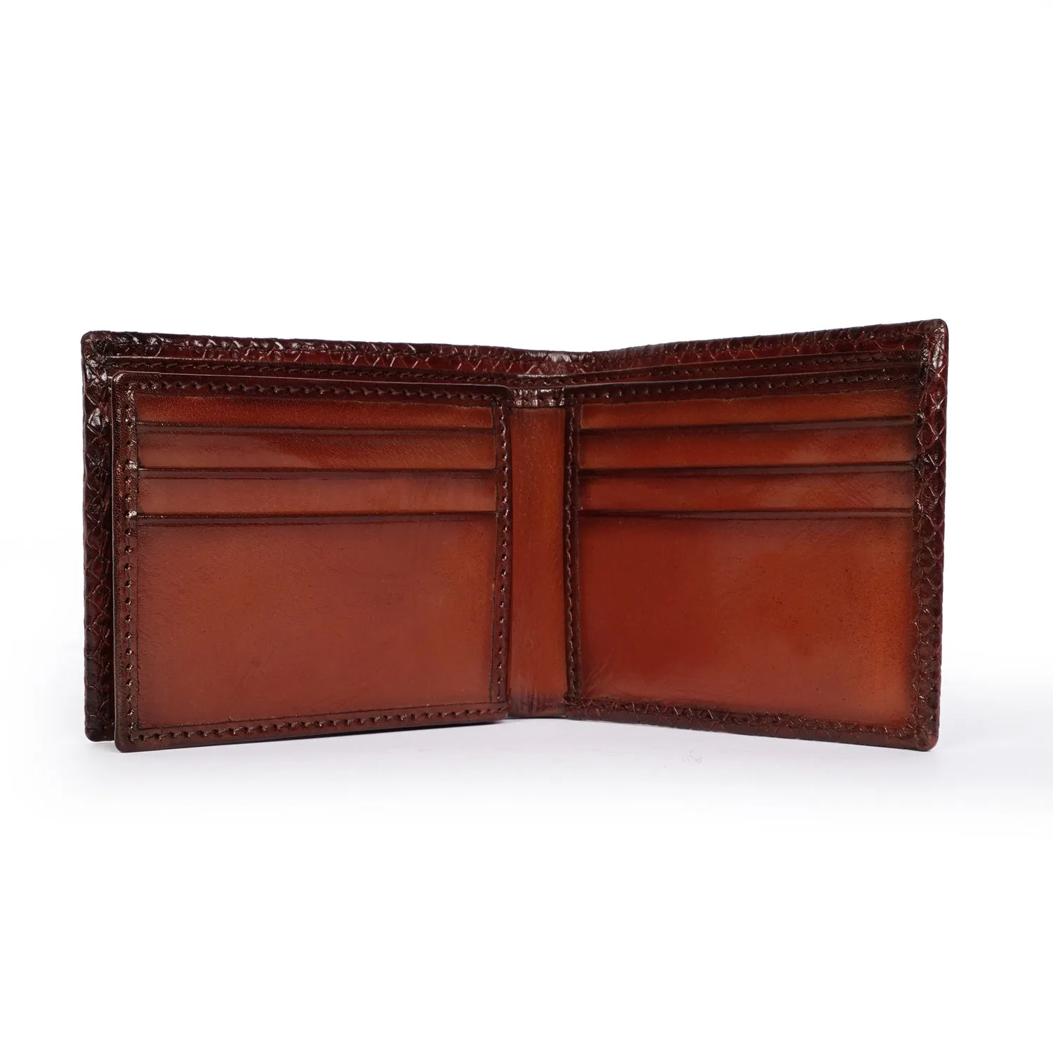 Bi-Fold Snake Skin Textured Tan Wallet