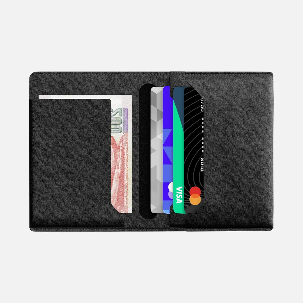 Bifold Wallet - Natural Genuine Leather - Black