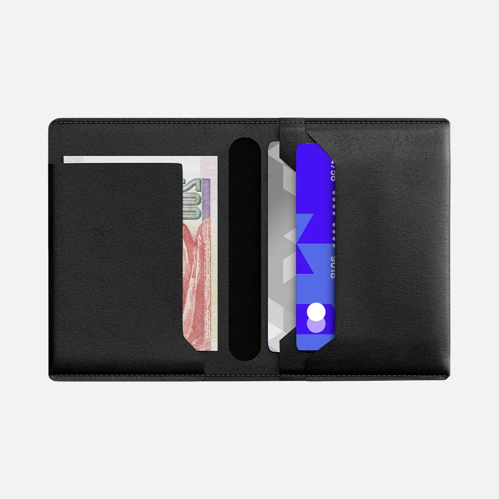 Bifold Wallet - Natural Genuine Leather - Black