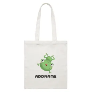 Birthday Frog Frog Happy Jumping Addname White Canvas Bag