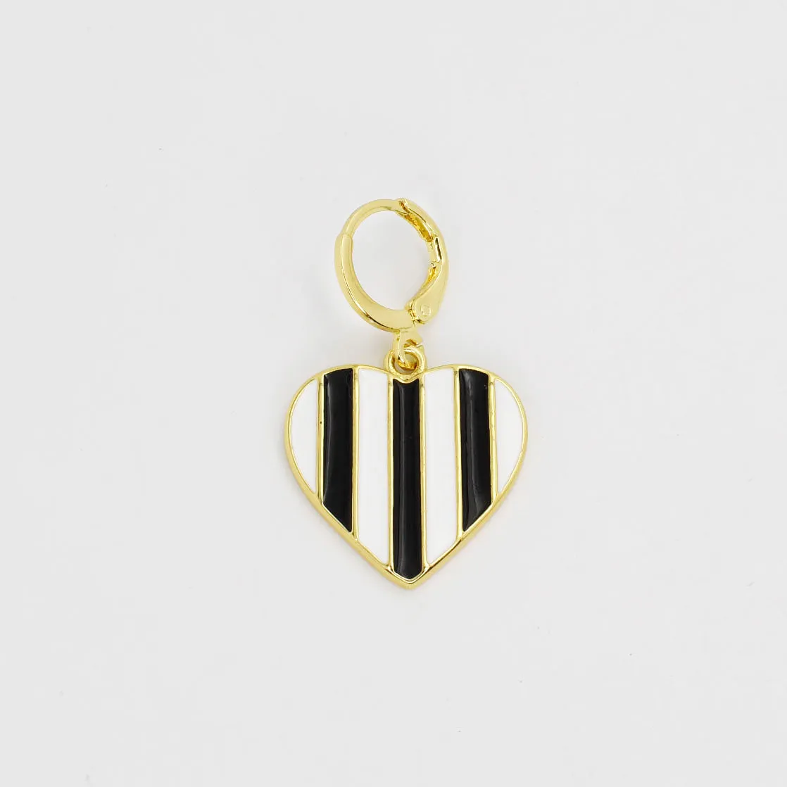 Black Stripes Heart Charm CH-84