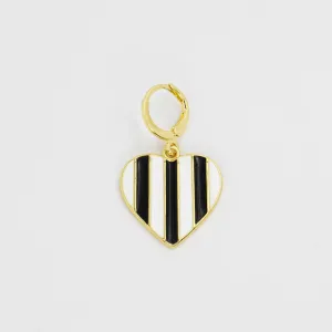 Black Stripes Heart Charm CH-84