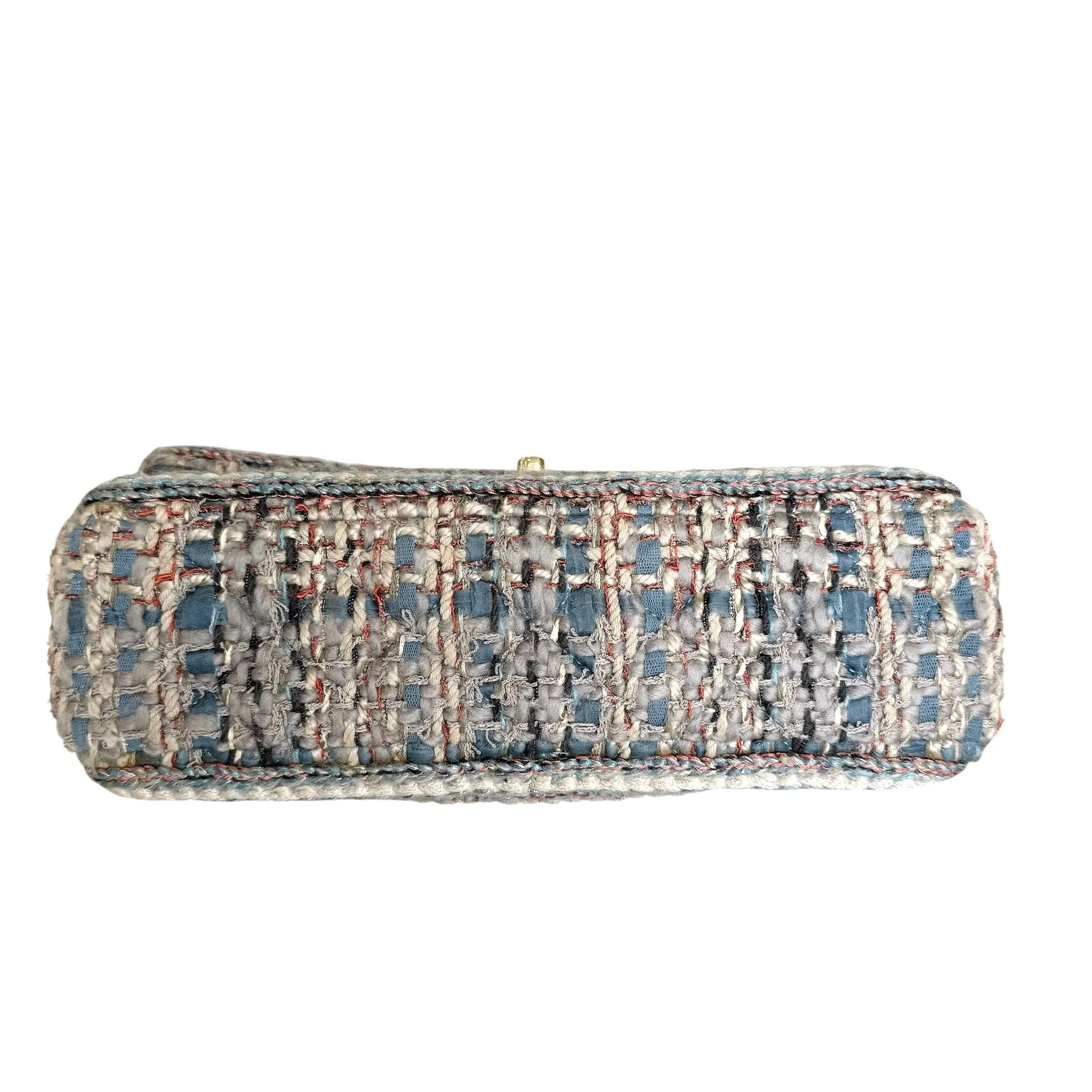 Blue Tweed Flap Bag