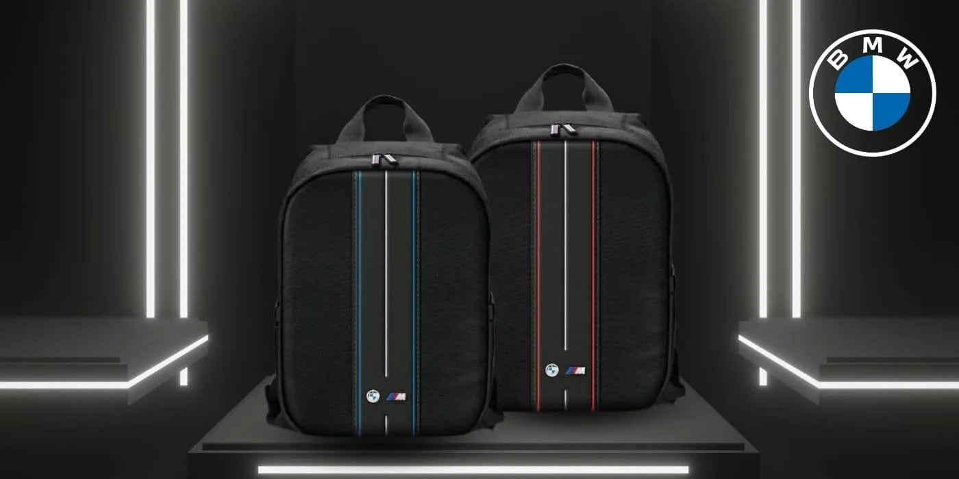 BMW Nylon Blue Stripe Backpack for 16" Laptop Black - BMBP15COMPVSKL