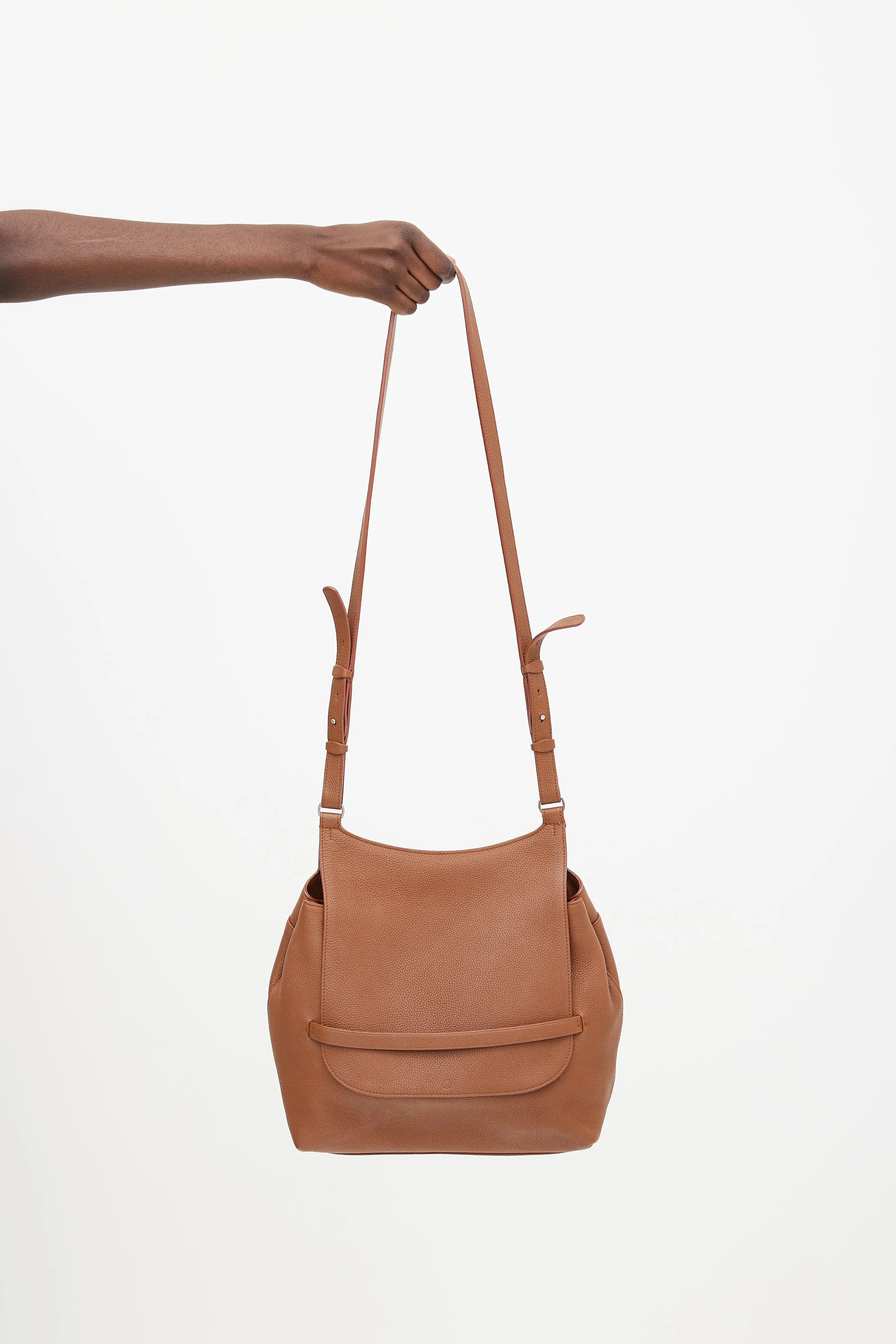 Brown Leather Sideby Flap Shoulder Bag