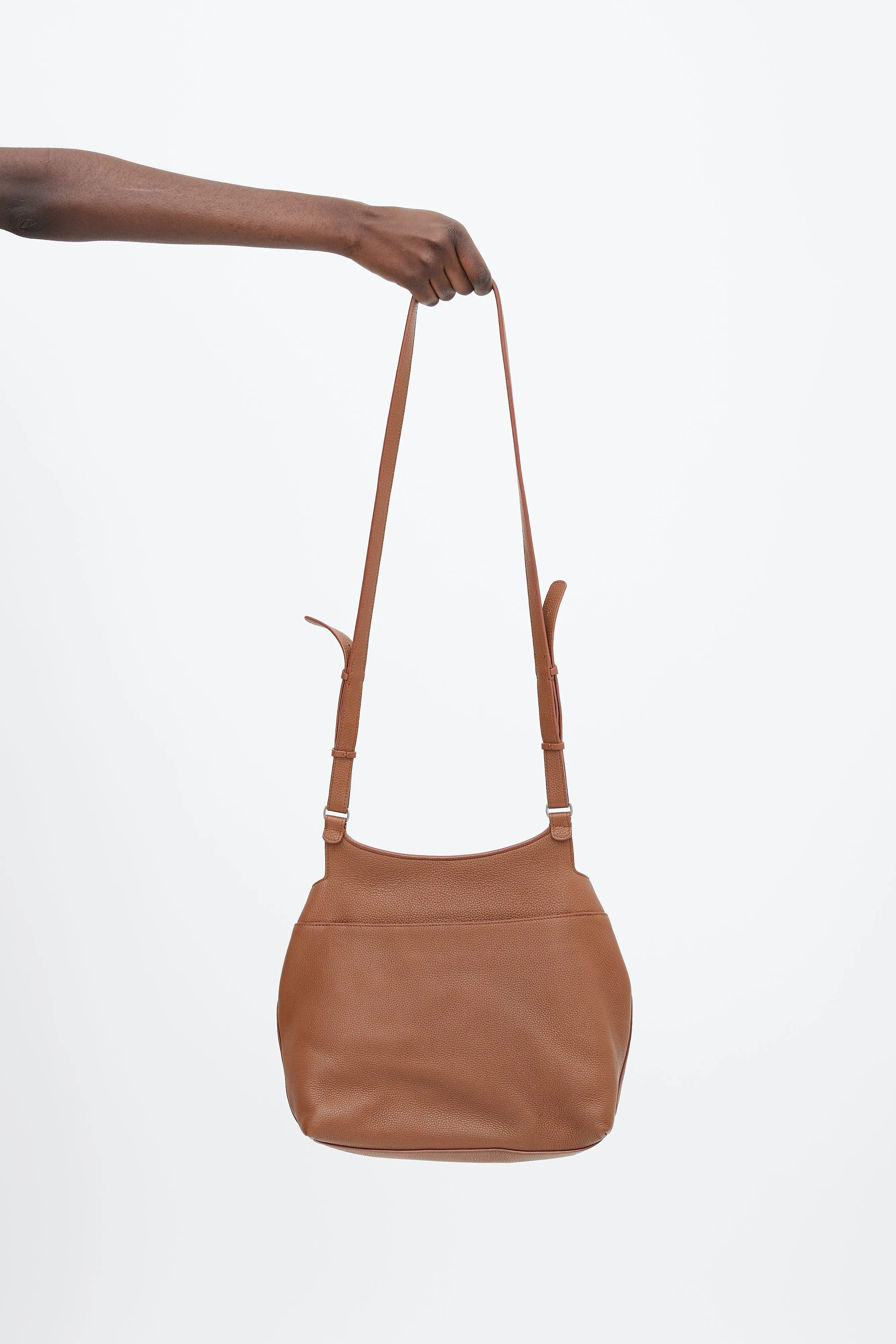 Brown Leather Sideby Flap Shoulder Bag