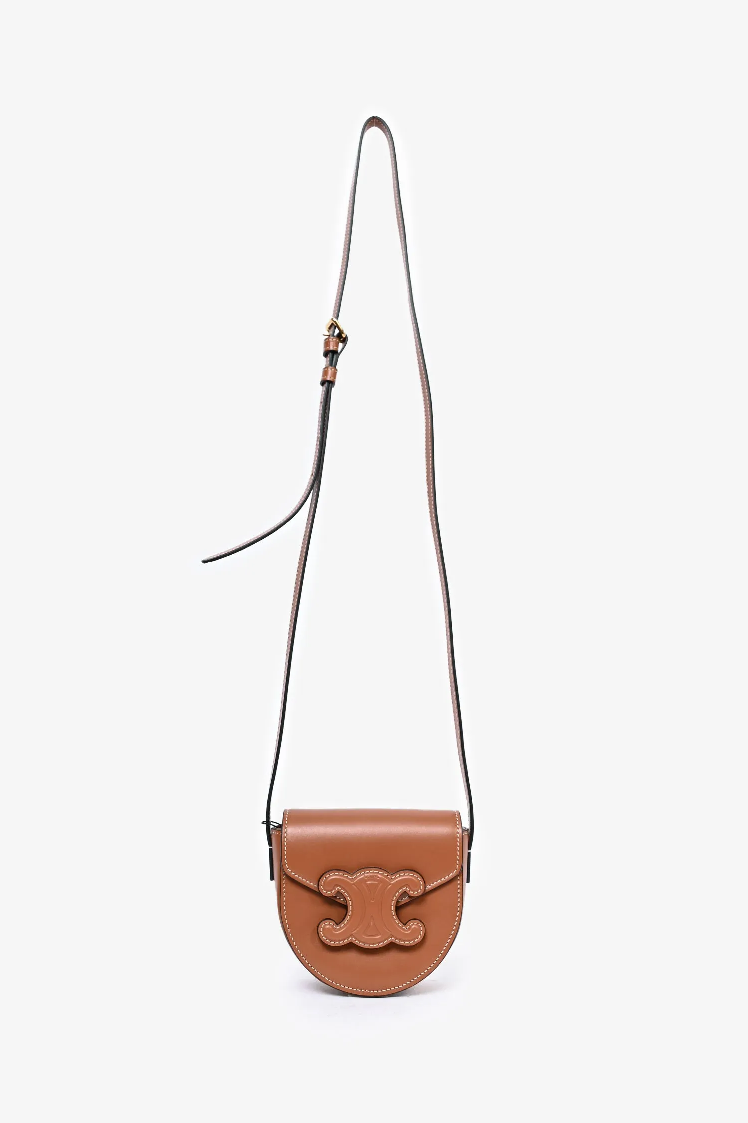 Celine Mini Brown Leather Besace Triomphe Crossbody Bag