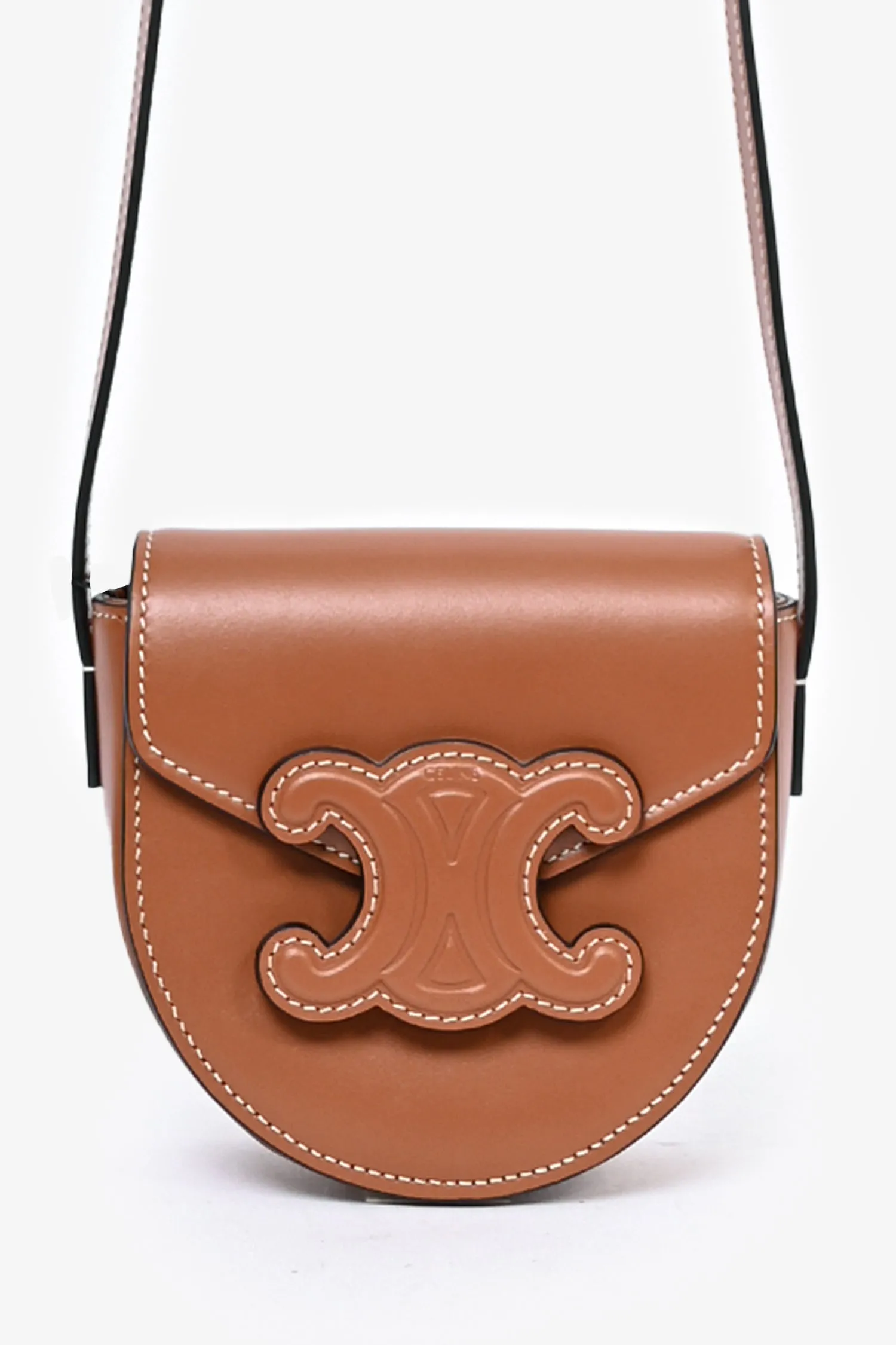 Celine Mini Brown Leather Besace Triomphe Crossbody Bag