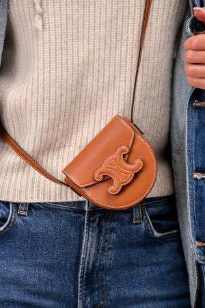 Celine Mini Brown Leather Besace Triomphe Crossbody Bag