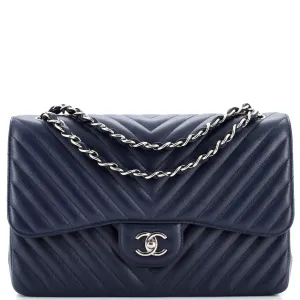 CHANEL Classic Double Flap Bag Chevron Caviar Jumbo