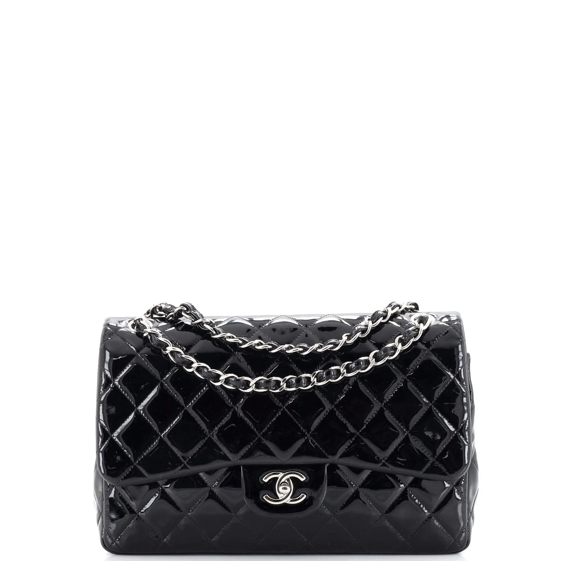 CHANEL Classic Double Flap Bag Quilted Patent Medium