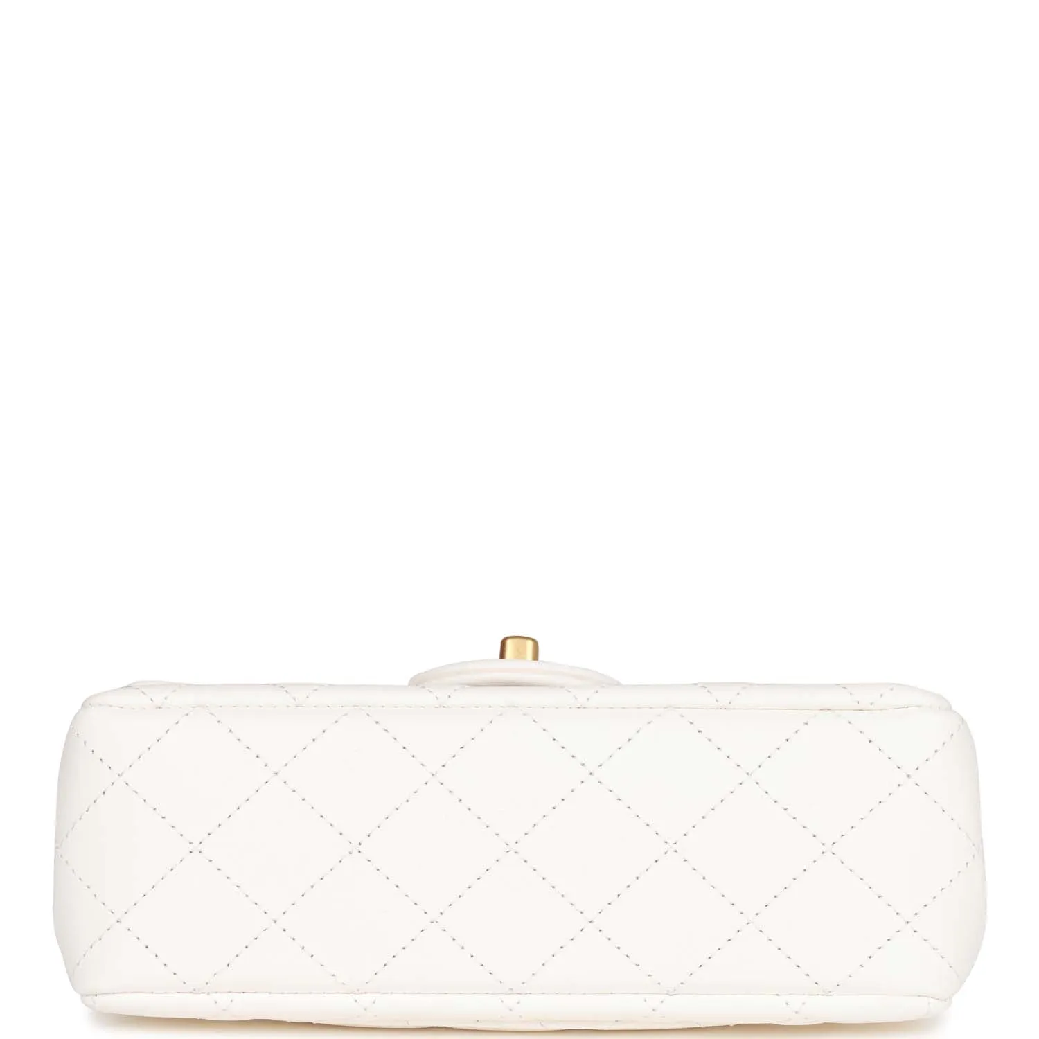 Chanel Pearl Crush Mini Rectangular Flap Bag White Lambskin Antique Gold Hardware