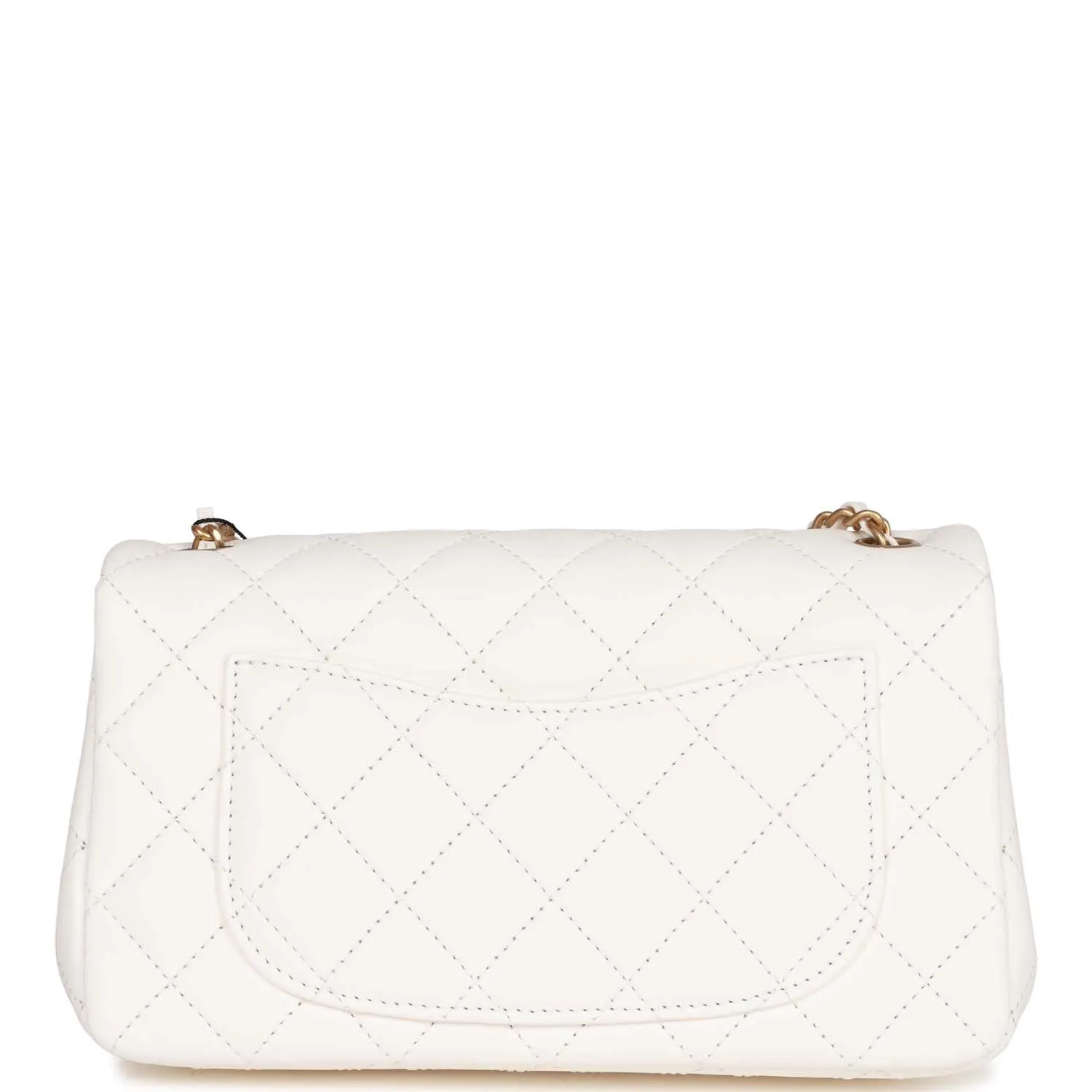 Chanel Pearl Crush Mini Rectangular Flap Bag White Lambskin Antique Gold Hardware