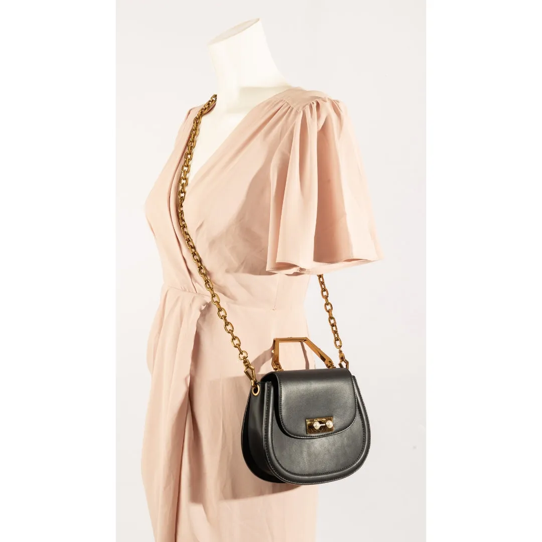 Charles & Keith Geometric Top Handle Saddle Bag