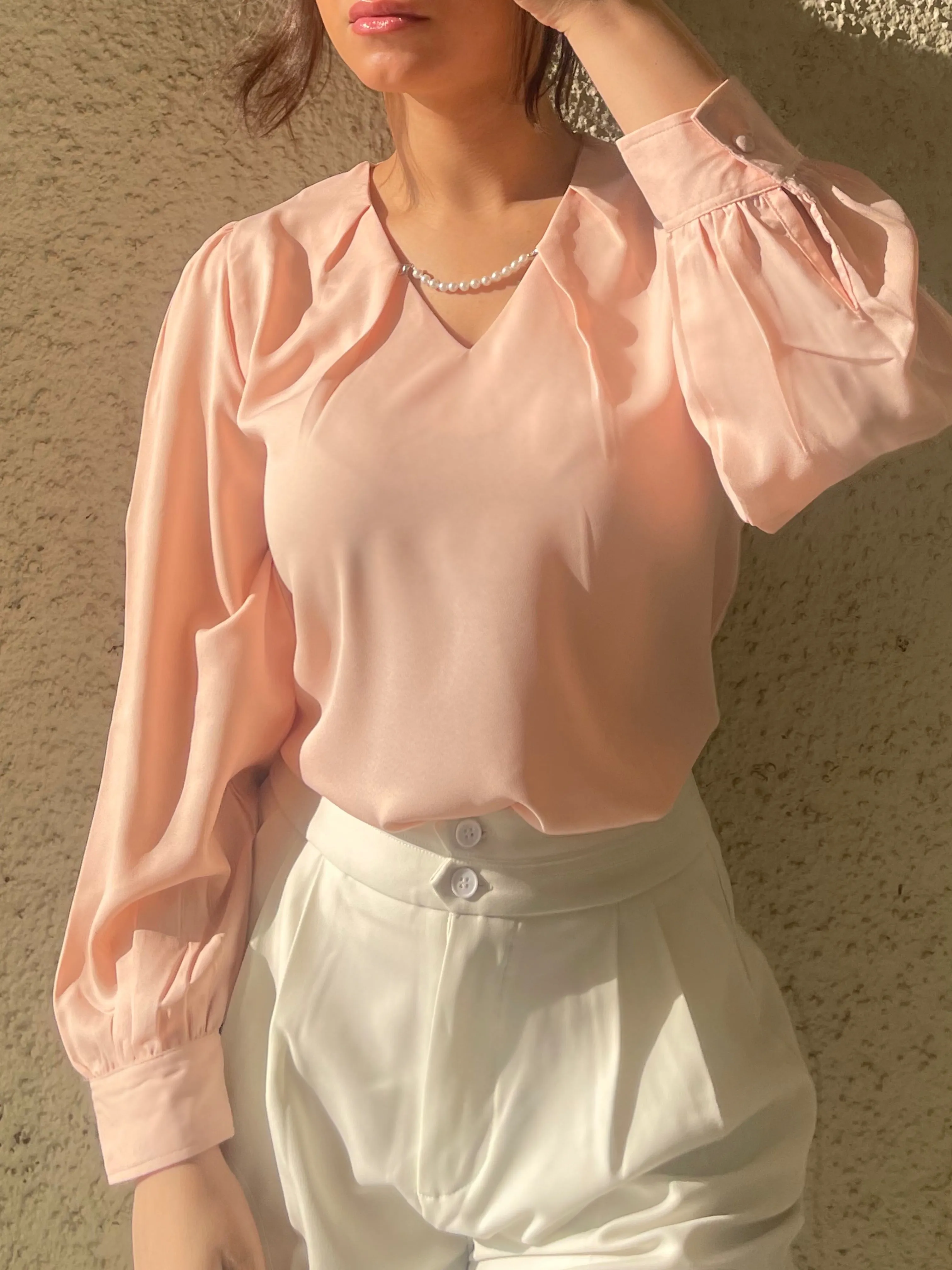 Charming Pearl Enhanced Pleat Blouse