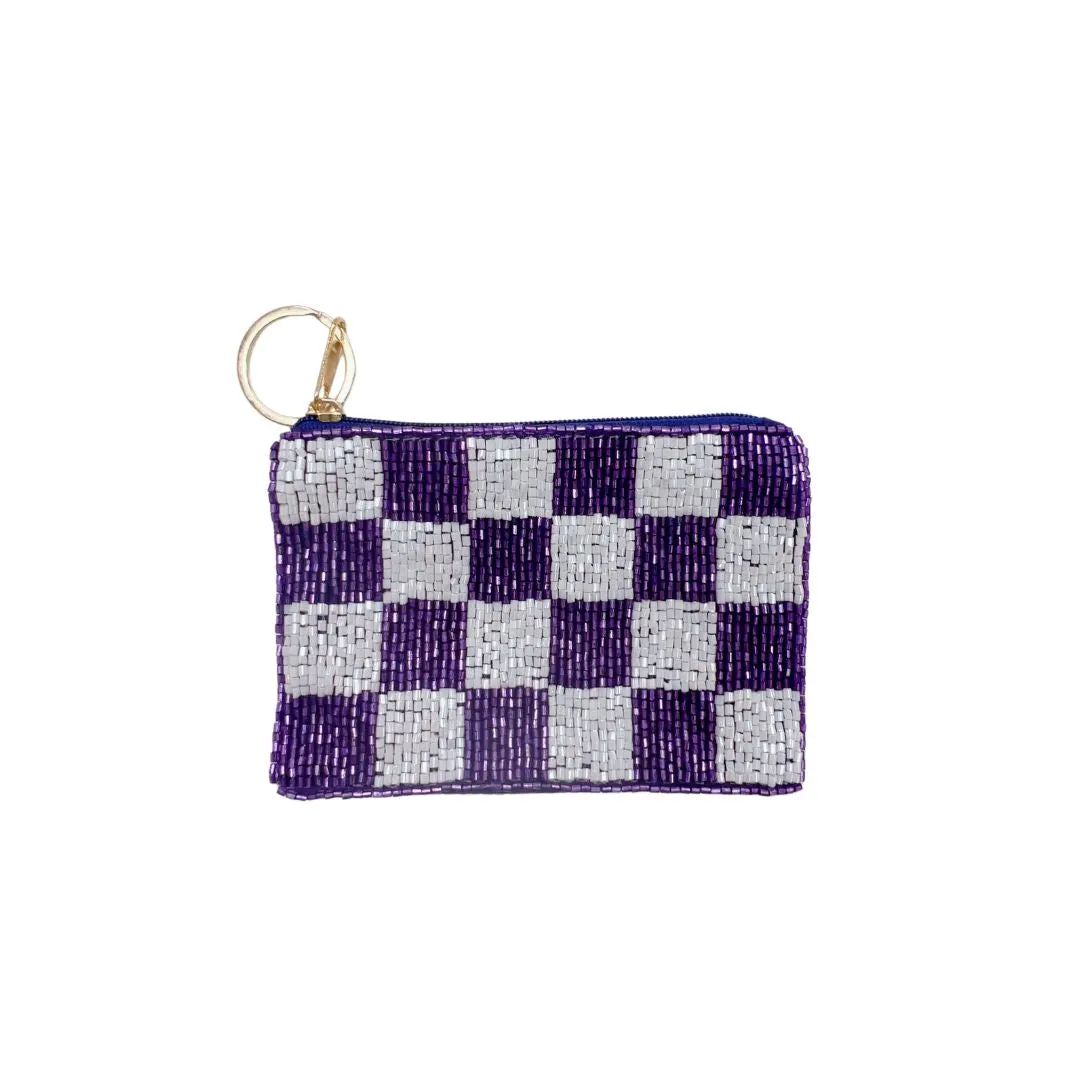 Checkered Purple/White Keychain Pouch V5