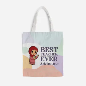 Chibi Best Teacher Ever Pastel Melody - Malay Female Teacher Full Print Tote Bag