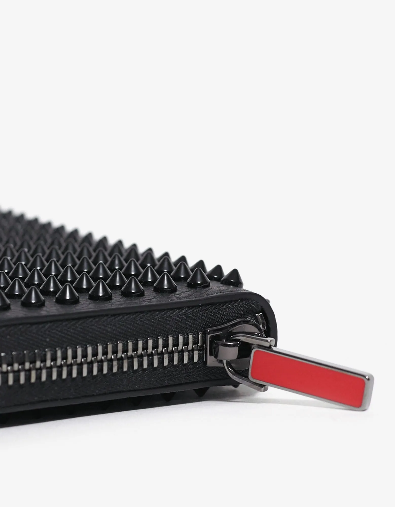 Christian Louboutin Panettone Black Grain Leather Spikes Wallet -