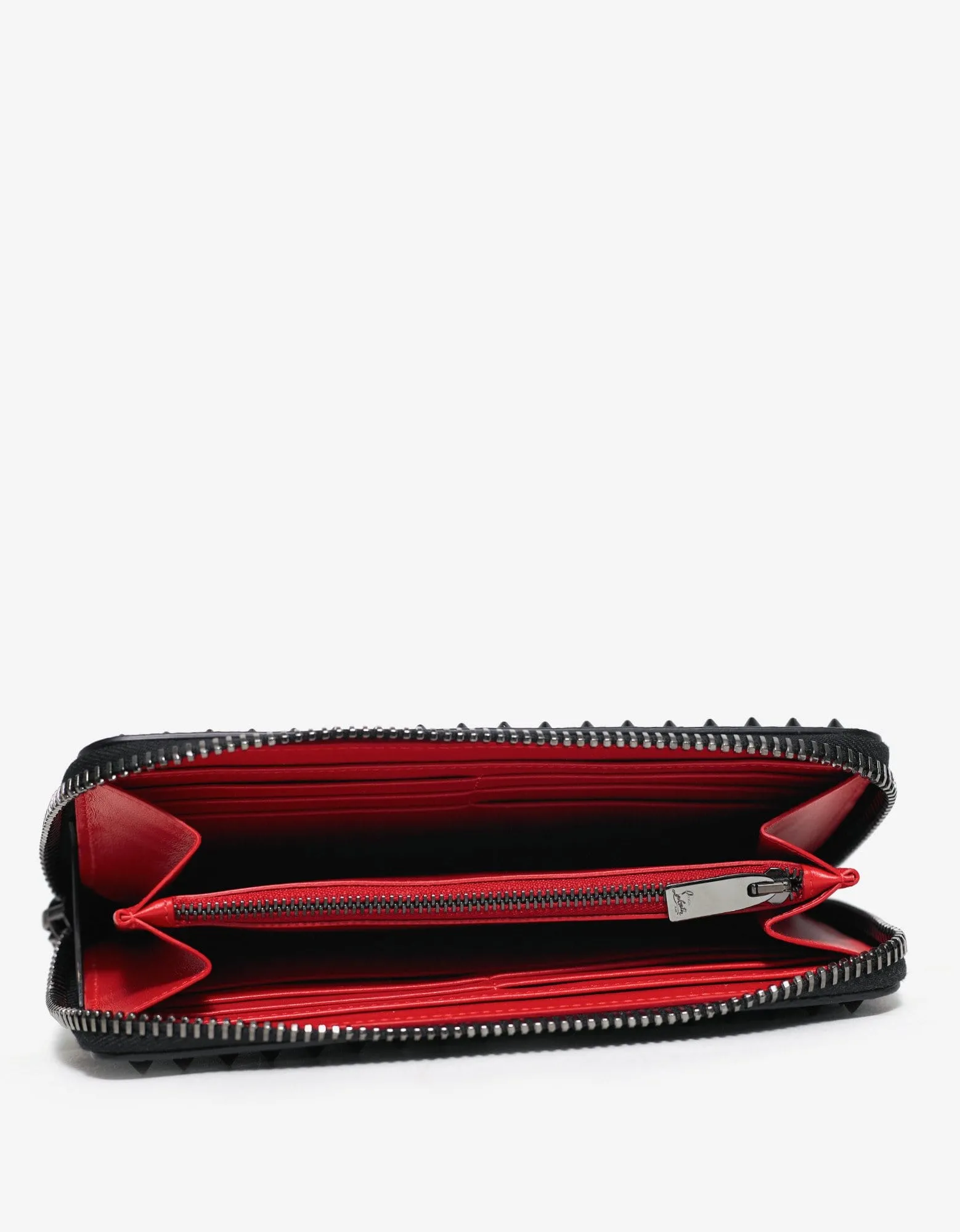 Christian Louboutin Panettone Black Grain Leather Spikes Wallet -