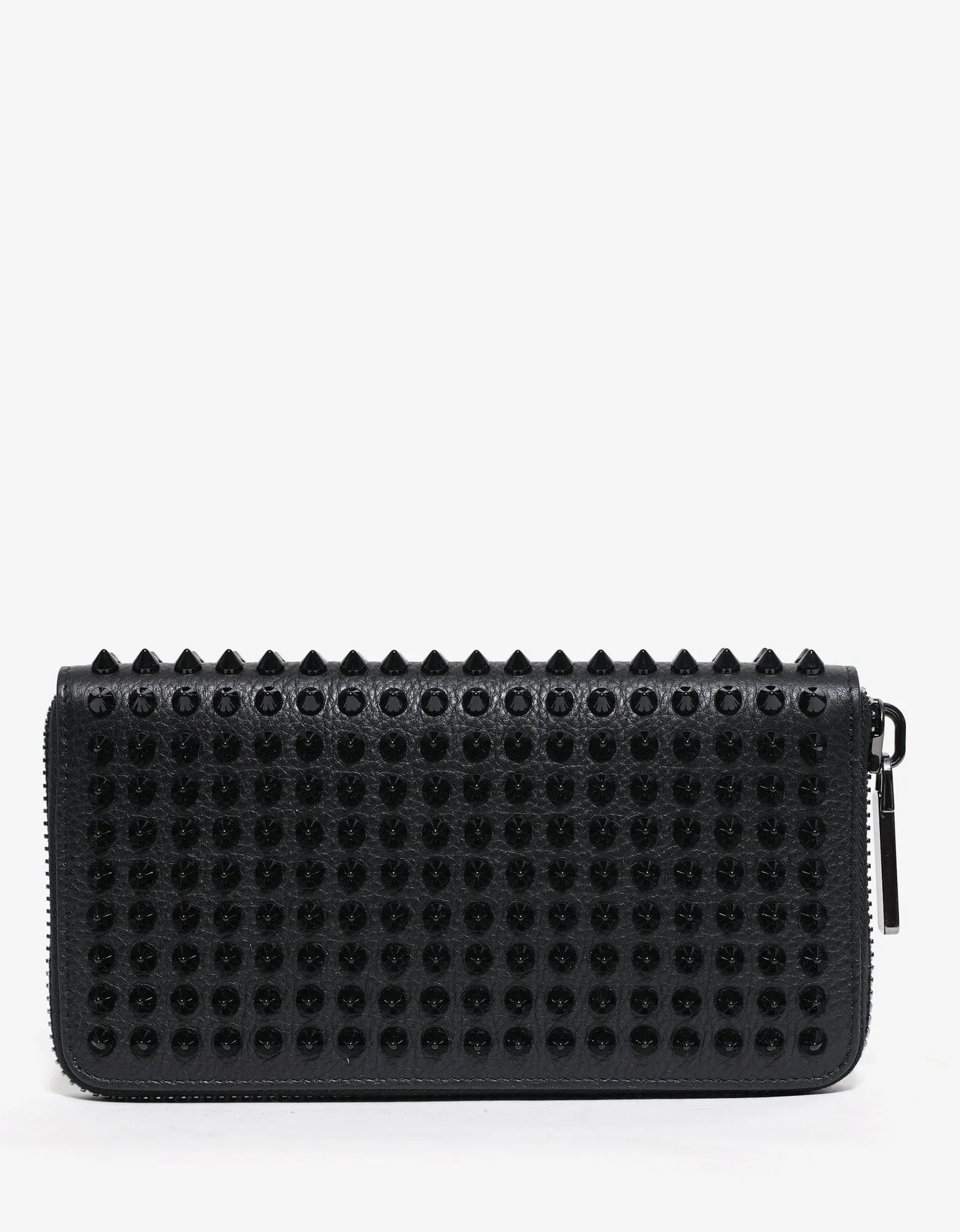 Christian Louboutin Panettone Black Grain Leather Spikes Wallet -