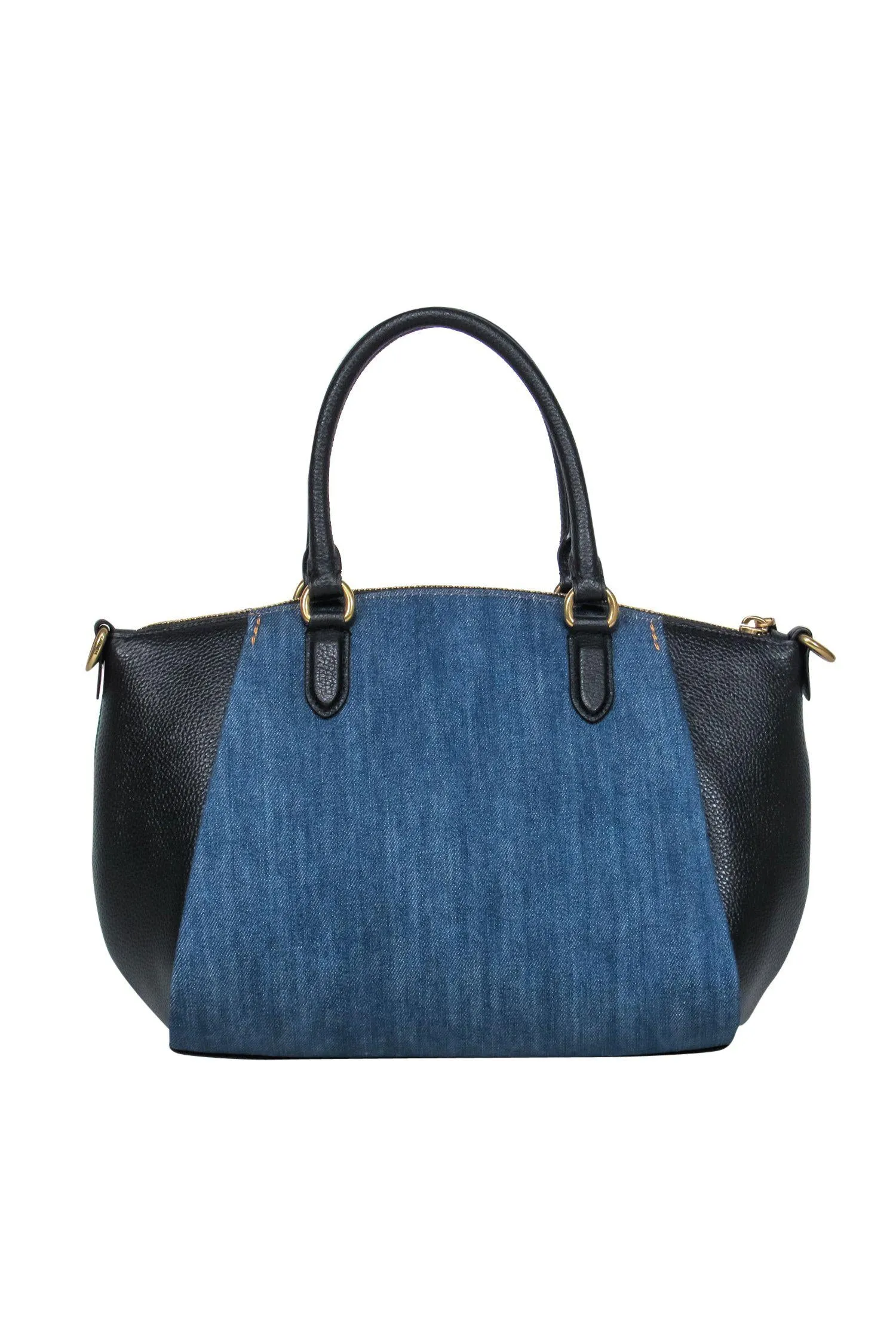 Coach - Black Leather & Denim Convertible "Kelsey" Bag