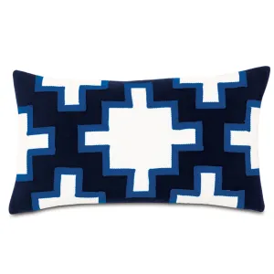 Cobalt Geometric Outdoor Lumbar Pillow Cover 13x22