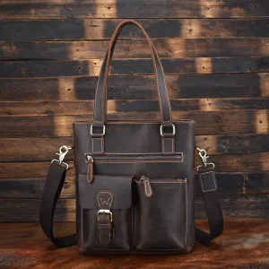 Cool Black Coffee Leather Tote Work Bag Handbag Briefcase Shoulder Bag For Men