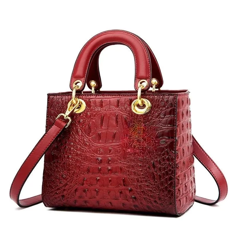 Crocodile Pattern Handbag | Top Handle Tote Bag