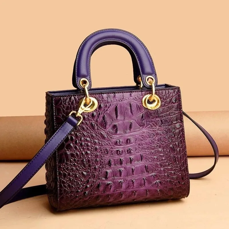 Crocodile Pattern Handbag | Top Handle Tote Bag