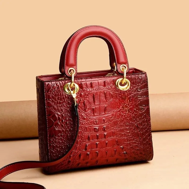 Crocodile Pattern Handbag | Top Handle Tote Bag