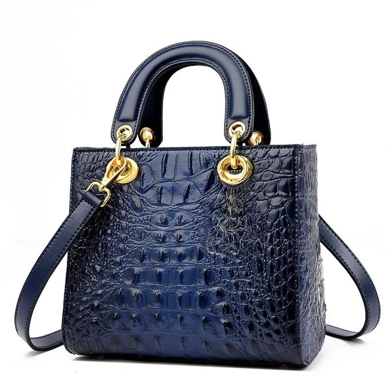 Crocodile Pattern Handbag | Top Handle Tote Bag