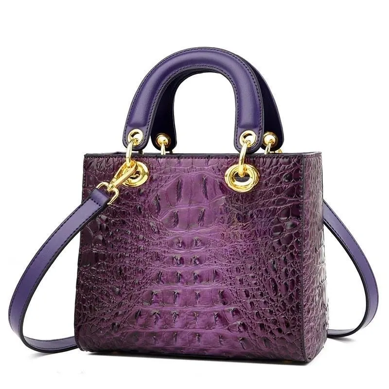 Crocodile Pattern Handbag | Top Handle Tote Bag