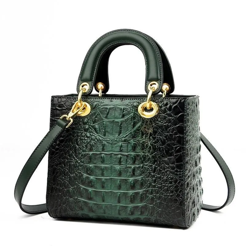 Crocodile Pattern Handbag | Top Handle Tote Bag