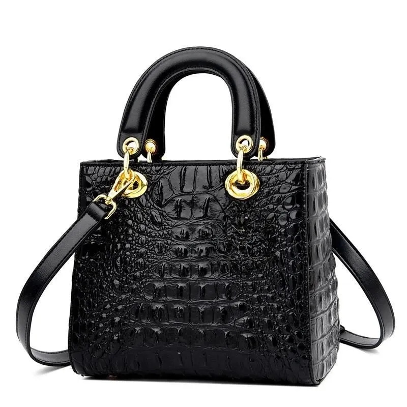 Crocodile Pattern Handbag | Top Handle Tote Bag