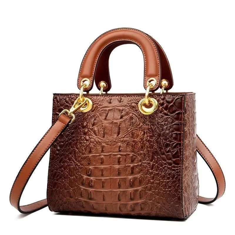 Crocodile Pattern Handbag | Top Handle Tote Bag