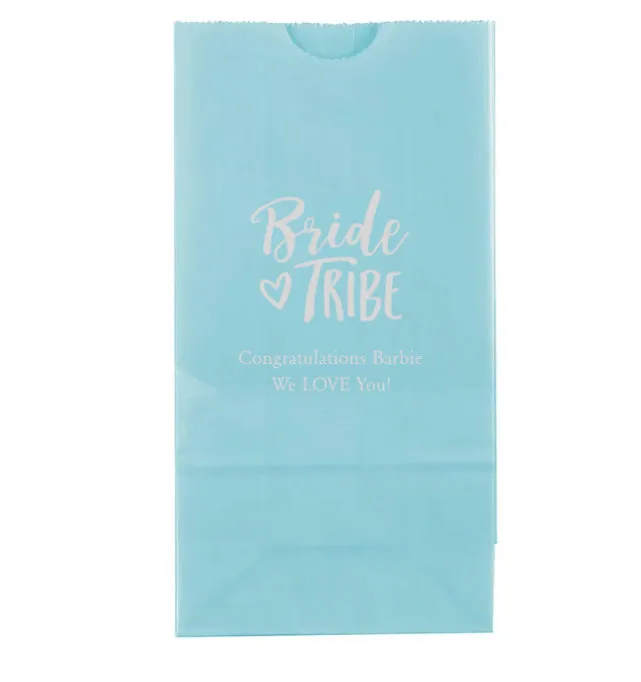 Custom Printed Bride Tribe Gusset Paper Goodie Party Gift Bag (25 bags)