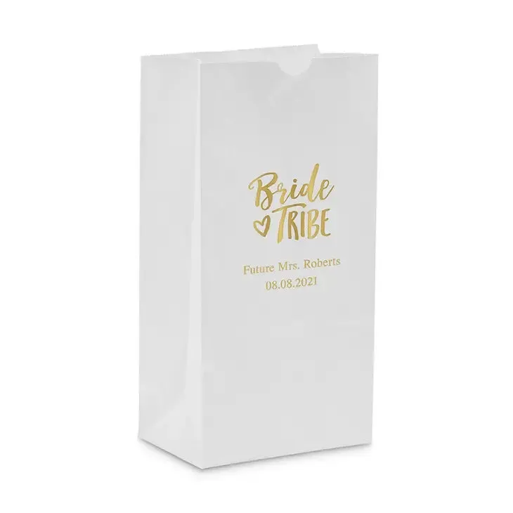 Custom Printed Bride Tribe Gusset Paper Goodie Party Gift Bag (25 bags)