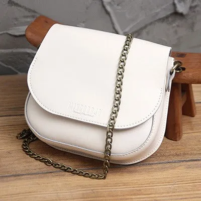 Cute Black LEATHER Flip Chain Side Bag Handmade WOMEN Saddle Phone Crossbody BAG Purse FOR WOMEN