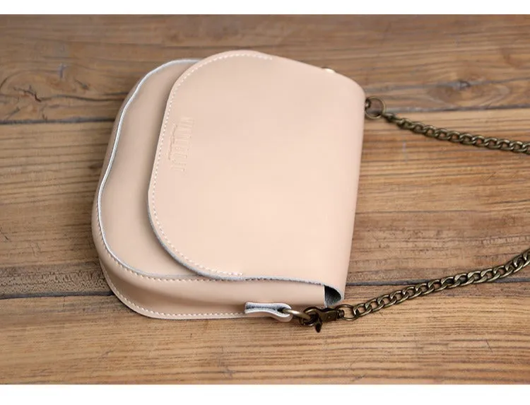 Cute Black LEATHER Flip Chain Side Bag Handmade WOMEN Saddle Phone Crossbody BAG Purse FOR WOMEN