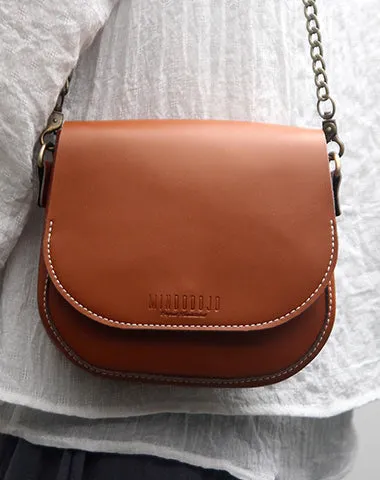 Cute Black LEATHER Flip Chain Side Bag Handmade WOMEN Saddle Phone Crossbody BAG Purse FOR WOMEN