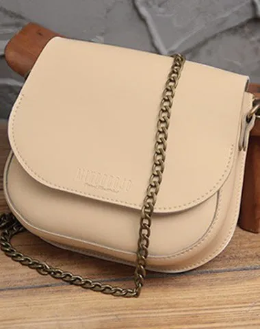 Cute Black LEATHER Flip Chain Side Bag Handmade WOMEN Saddle Phone Crossbody BAG Purse FOR WOMEN