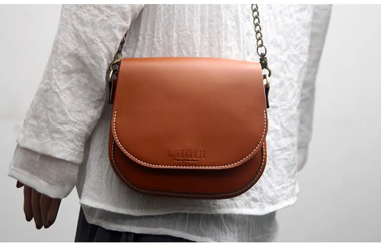 Cute Black LEATHER Flip Chain Side Bag Handmade WOMEN Saddle Phone Crossbody BAG Purse FOR WOMEN